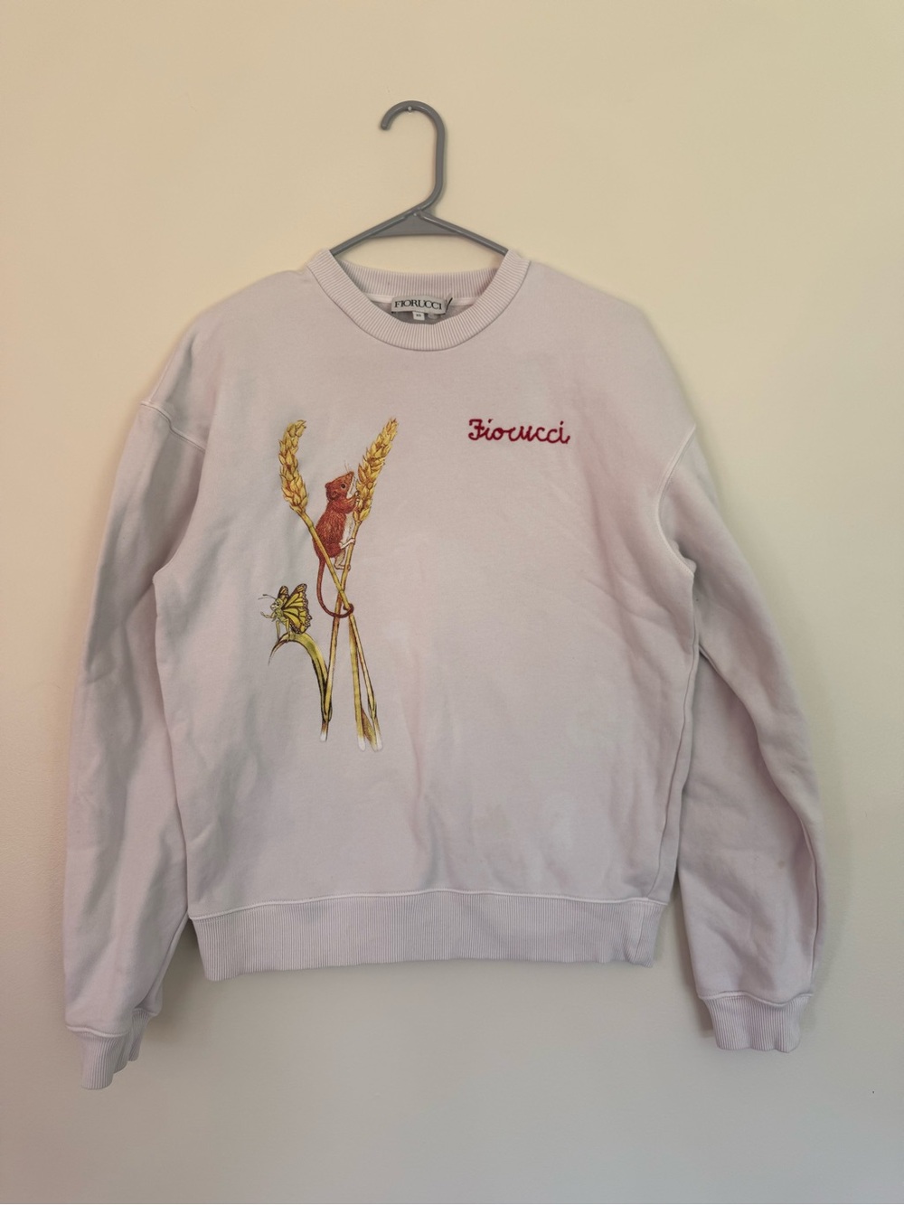Fiorucci  Crewneck Sweatshirt with Embroidered Wheat and Floral Motif